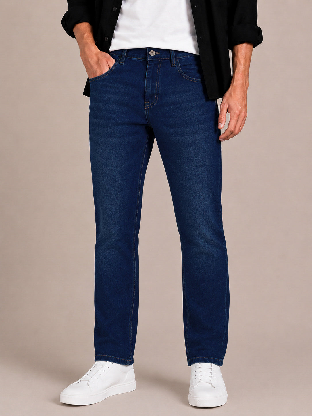 Dark Blue Washed Slim Fit Jeans