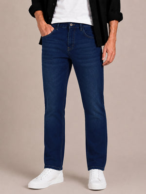 Dark Blue Washed Slim Fit Jeans