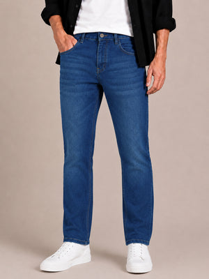 Mid Blue Washed Slim Fit Jeans