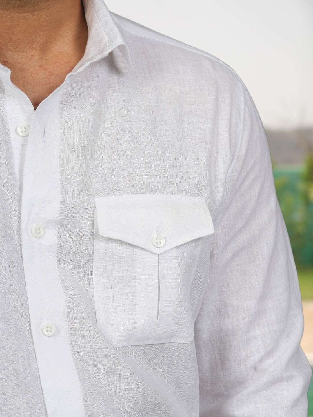 Premium White Solid Linen Casual shirt