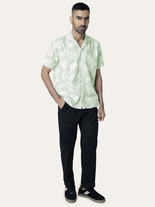 Light Green Printed Rayon Shirt