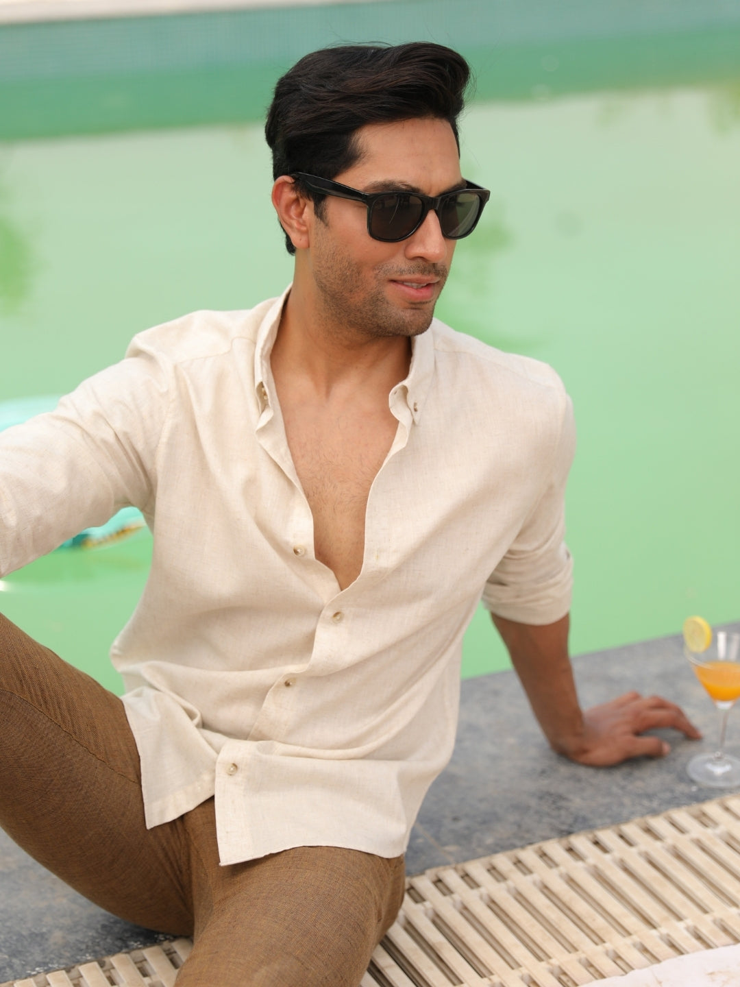 Natural Grain Ivory Linen Cotton Shirt