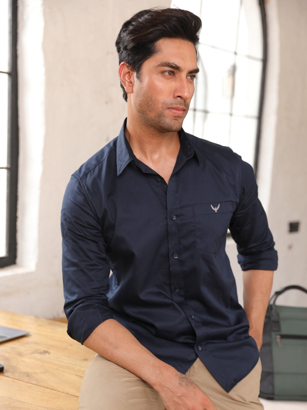 Sapphire Blue Cotton Solid Shirt