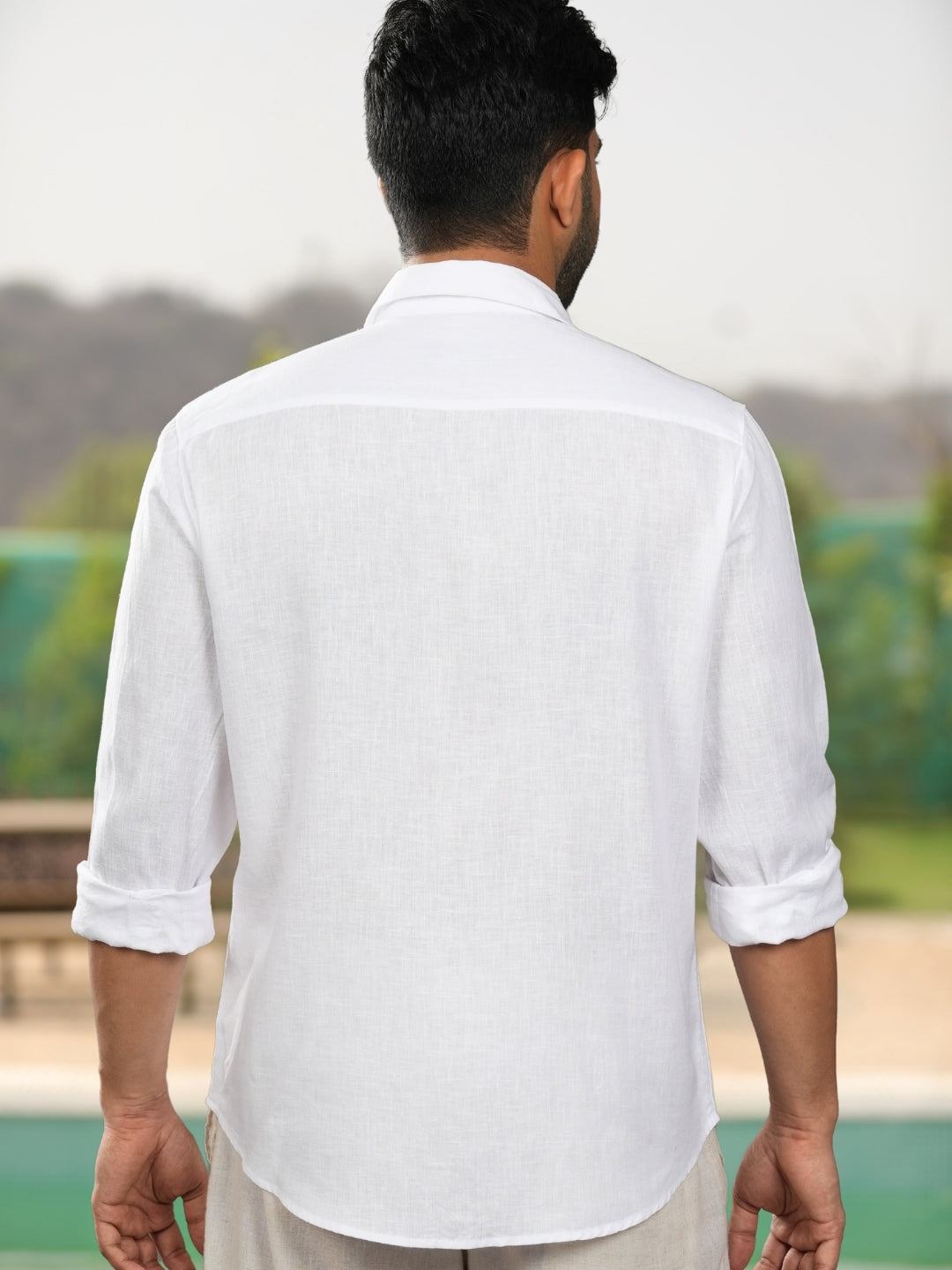 Gray & White Linen Cotton Shirt