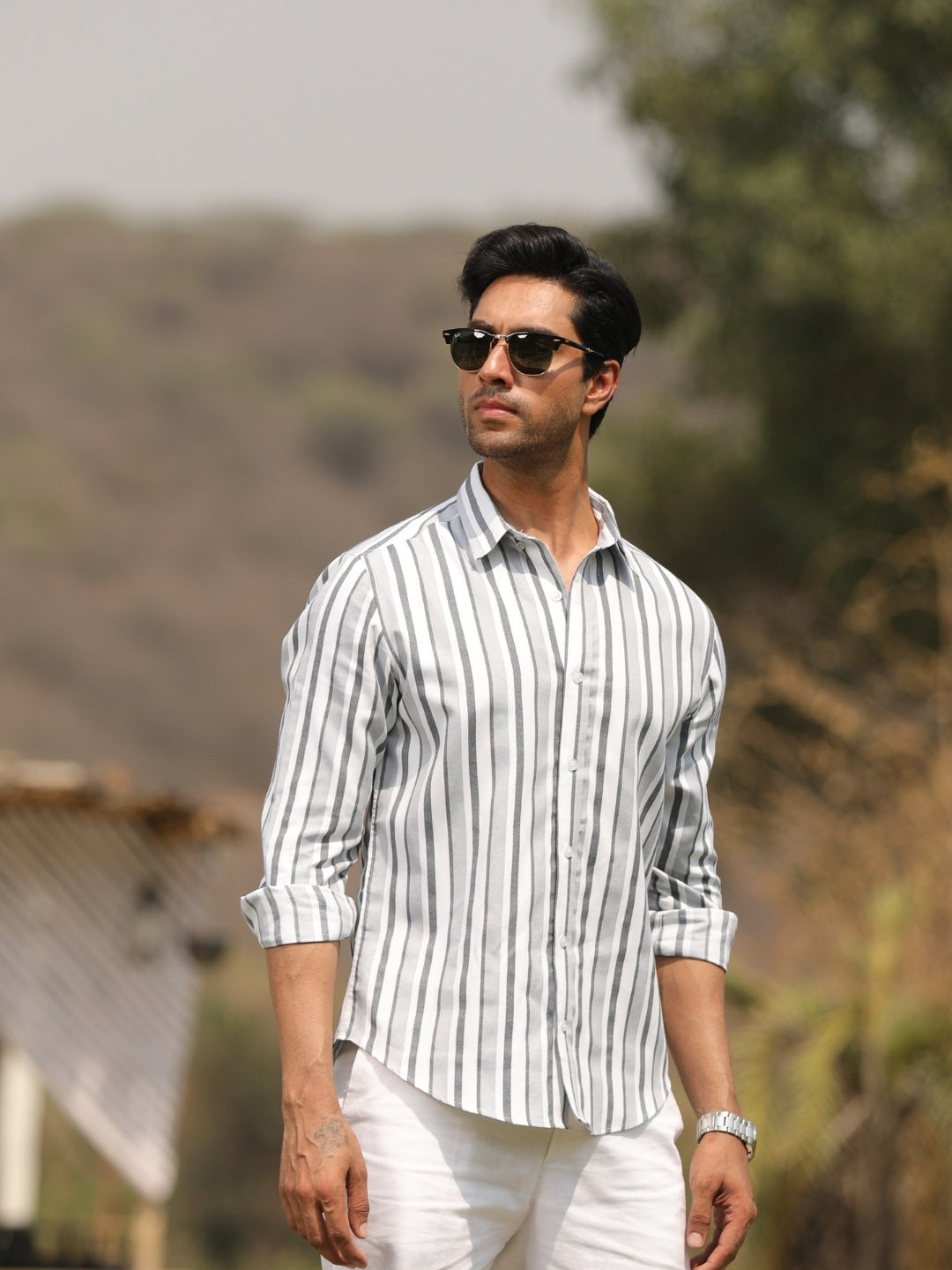Pelican gray Stripes shirt