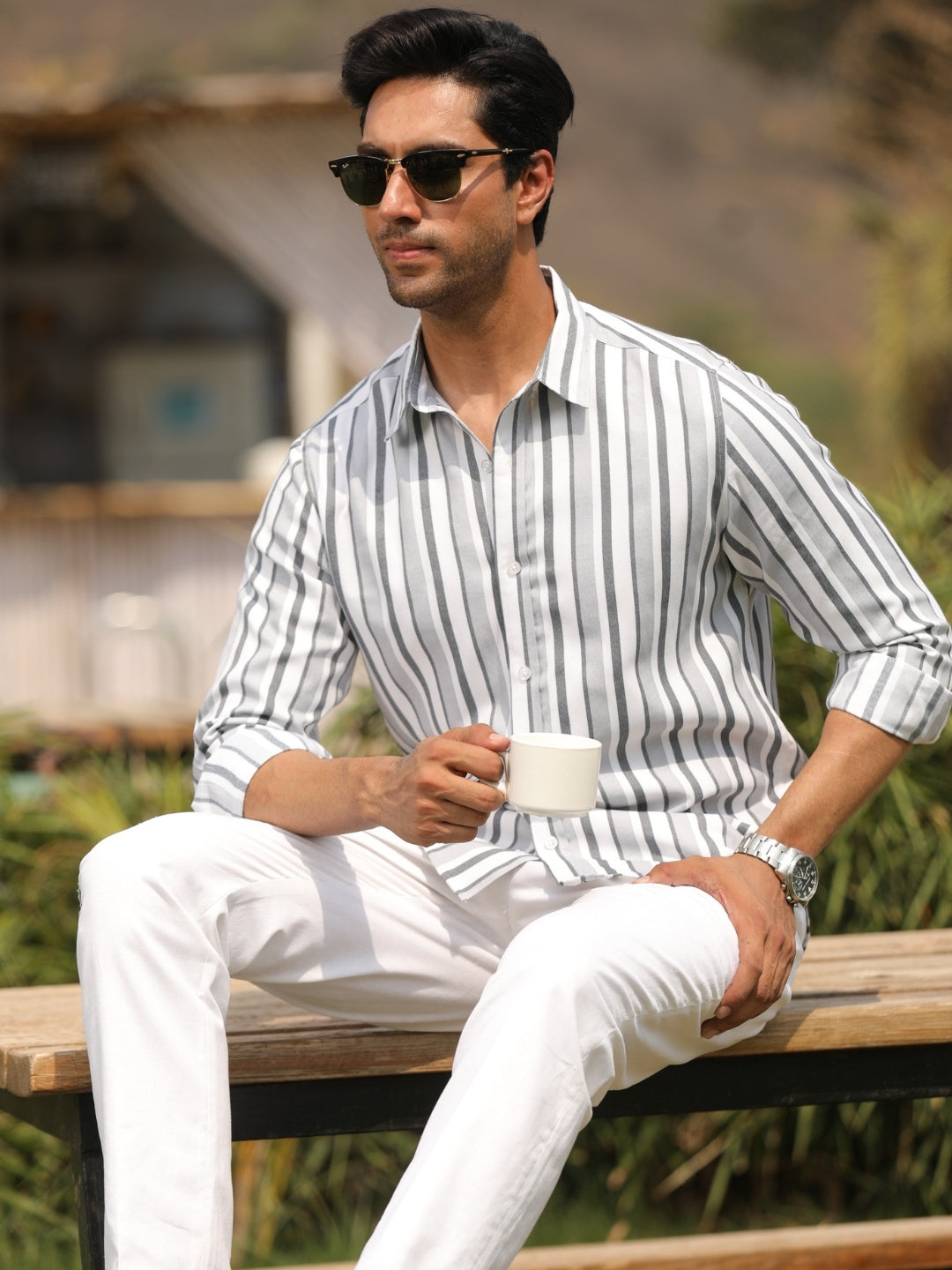 Pelican gray Stripes shirt