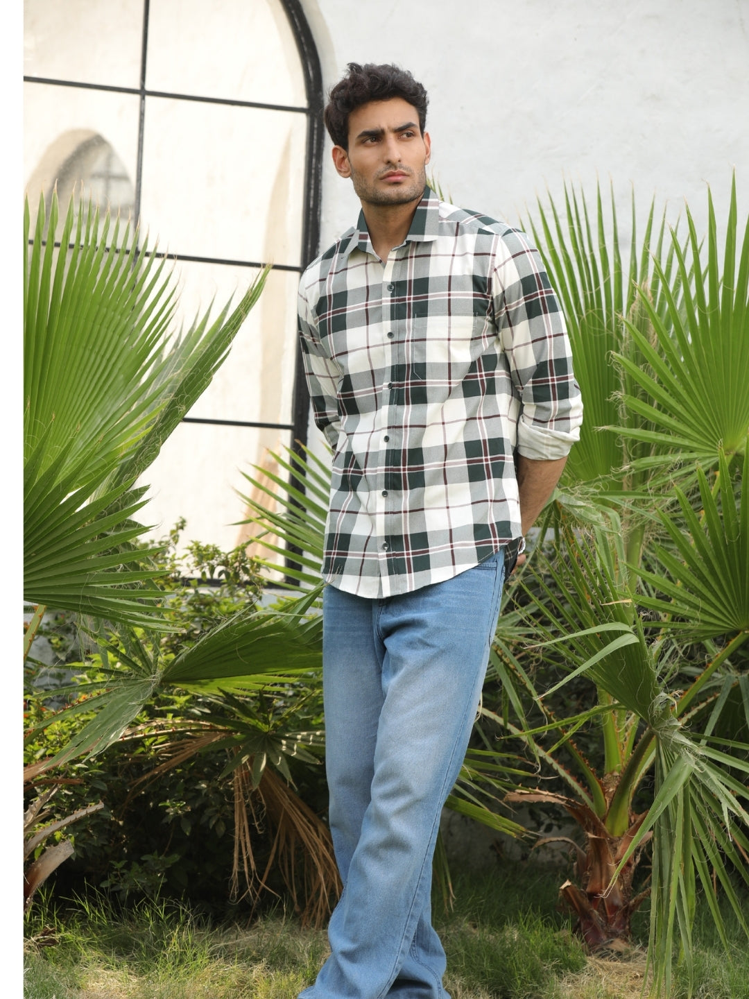 Green Checks Cotton Shirt