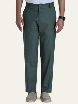 English Green Solid Linen Pants