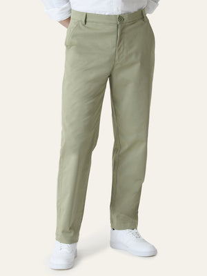 Pista Green Solid Slim Fit Chinos