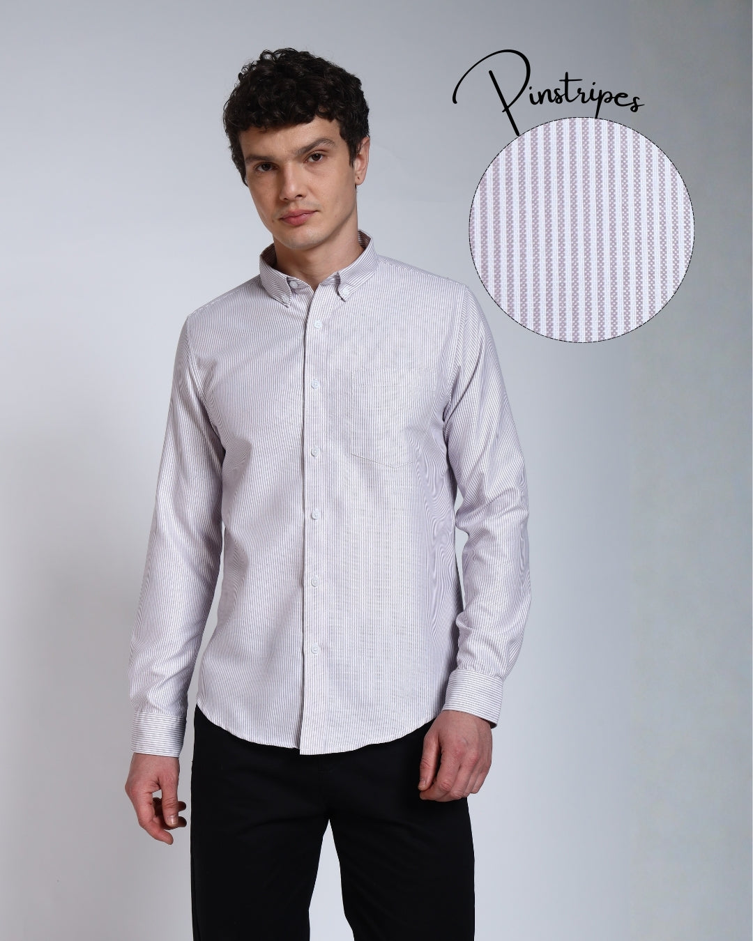 Brown Striped Slim Fit Cotton Shirt