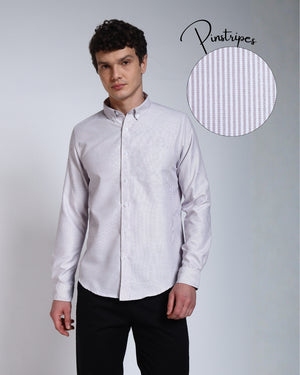 Brown Striped Slim Fit Cotton Shirt