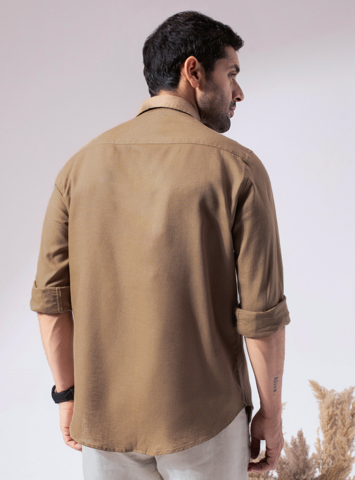 Brown Pre-Washed Linen Blend Shirt