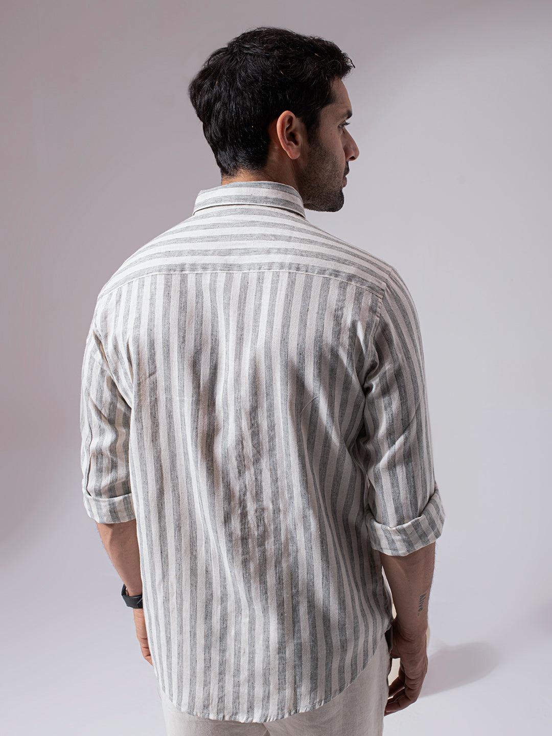 Sage Green Stripes Linen Cotton Shirt