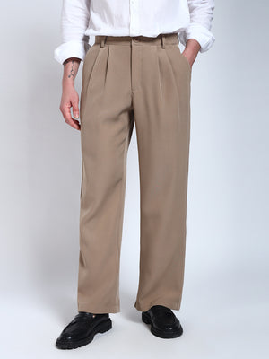 Fawn Solid Pleated Korean Pants