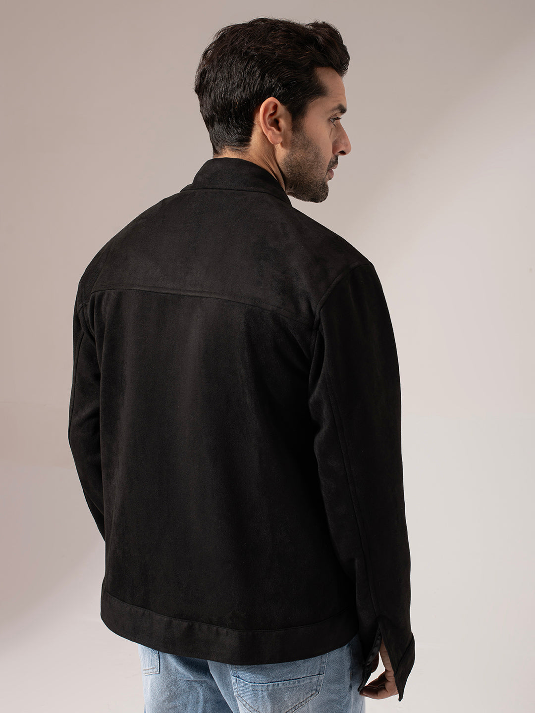 Black Suede Solid Jacket