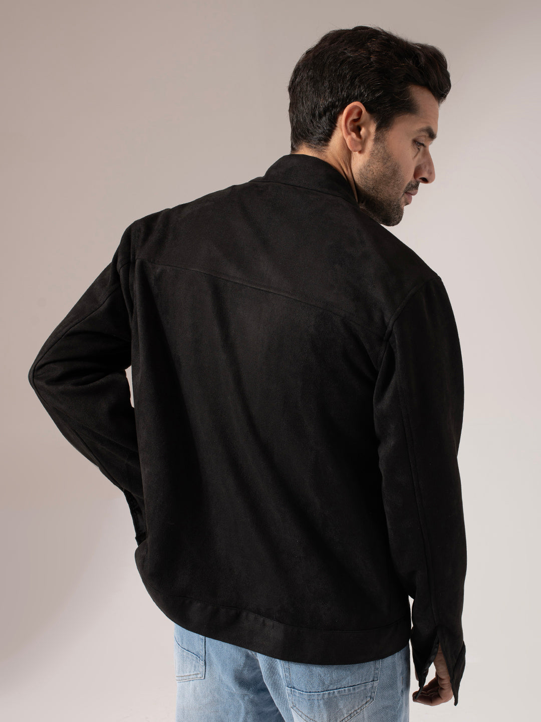 Black Suede Solid Jacket