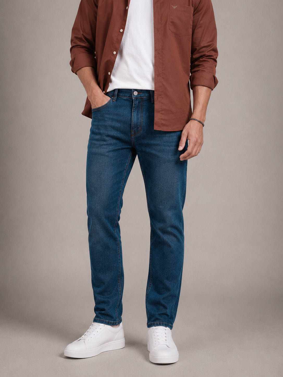 Teal Blue Washed Slim Fit Jeans