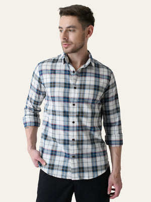 Teal Cotton Checked shirt