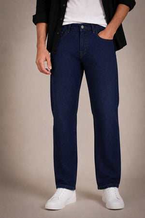Navy Blue Straight Fit Jeans