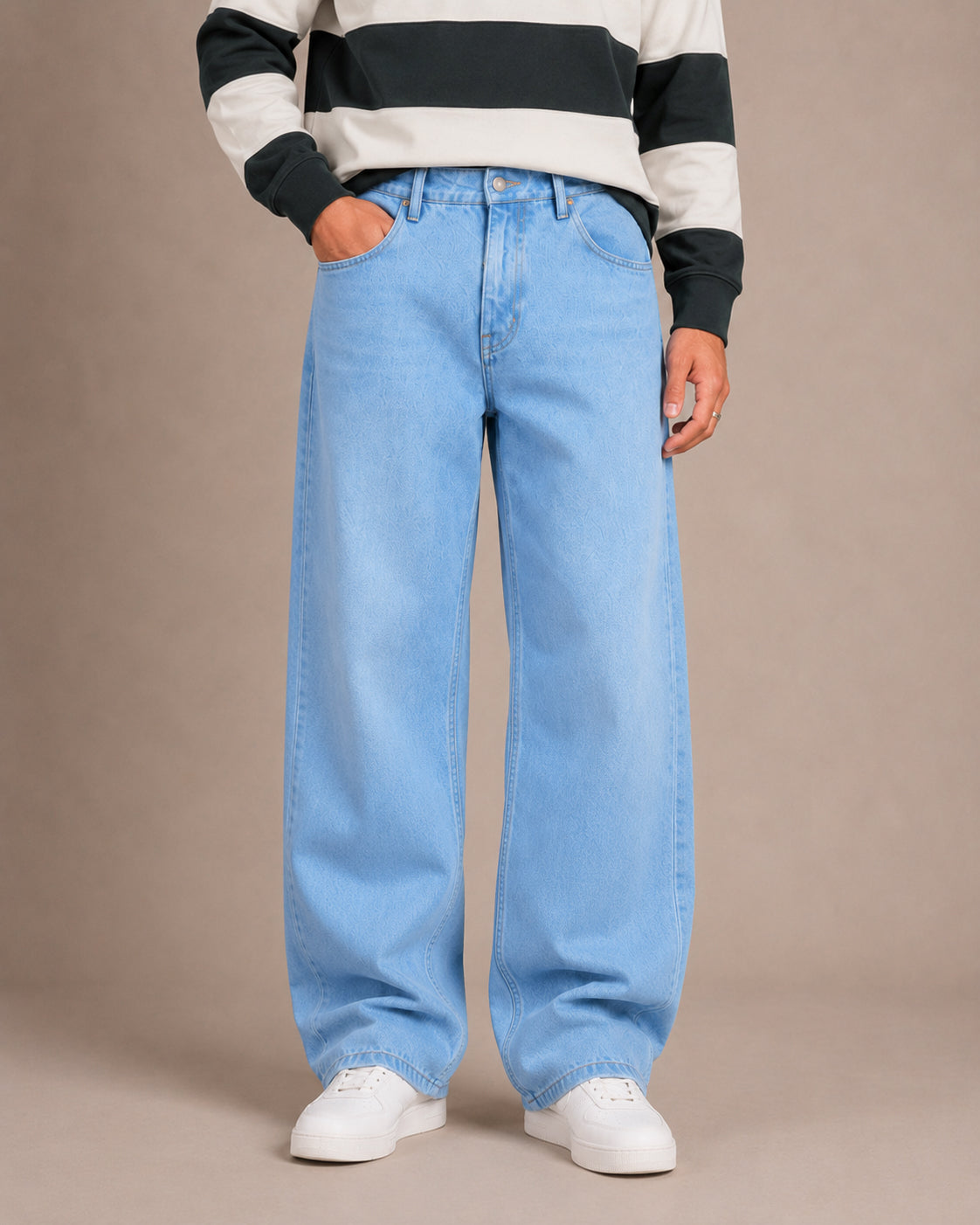 Light Blue Washed Baggy Fit Jeans