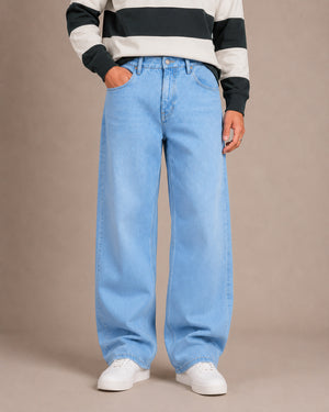 Light Blue Washed Baggy Fit Jeans