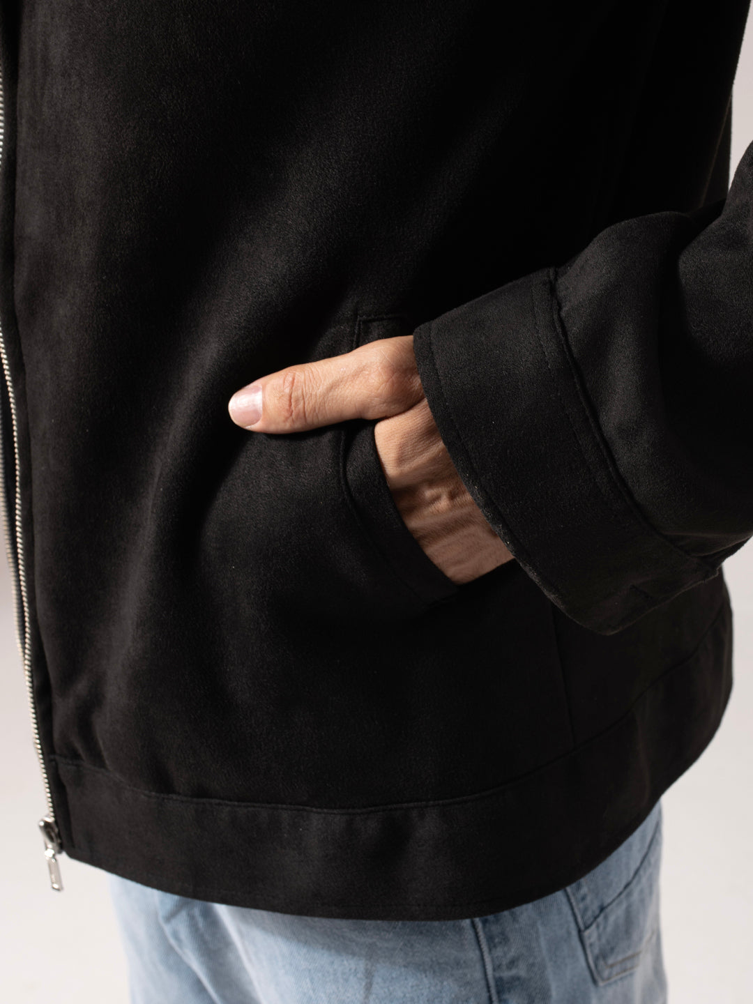 Black Suede Solid Jacket