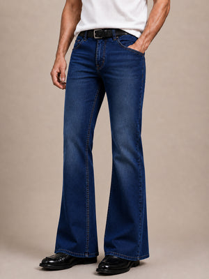 Dark Blue Washed Bootcut Jeans