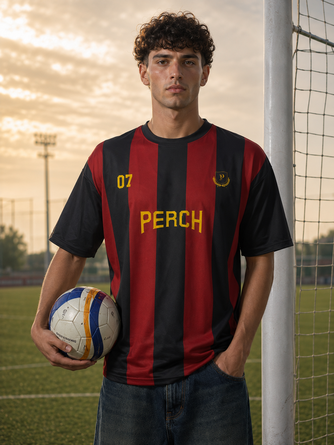Red and Black Football Jersey Tshirt