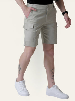 Twill Cotton Grey Solid Shorts