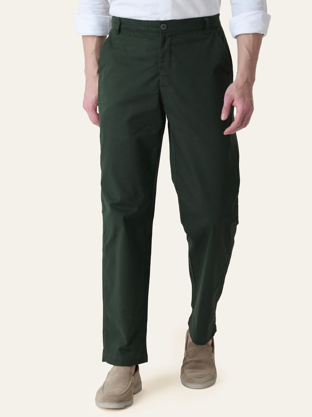 Bottle Green Solid Slim Fit Chinos
