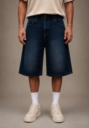 Teal Blue Washed Denim Jorts