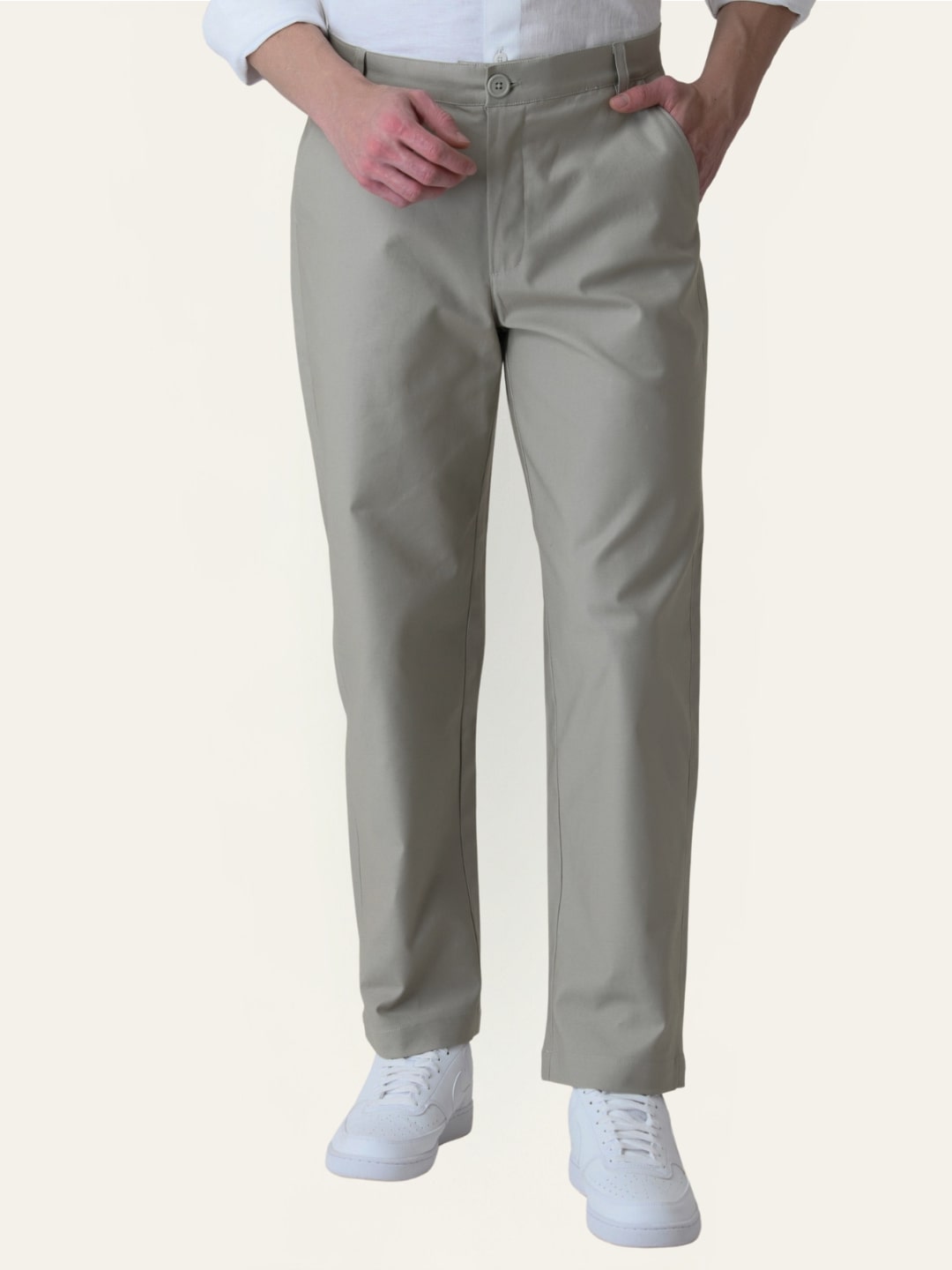 Grey Solid Slim Fit Chinos