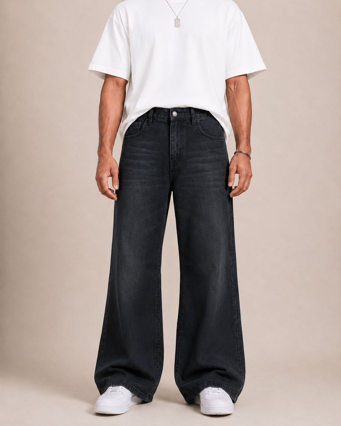 Black Washed Flared Jeans
