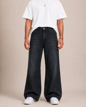 Black Washed Flared Jeans
