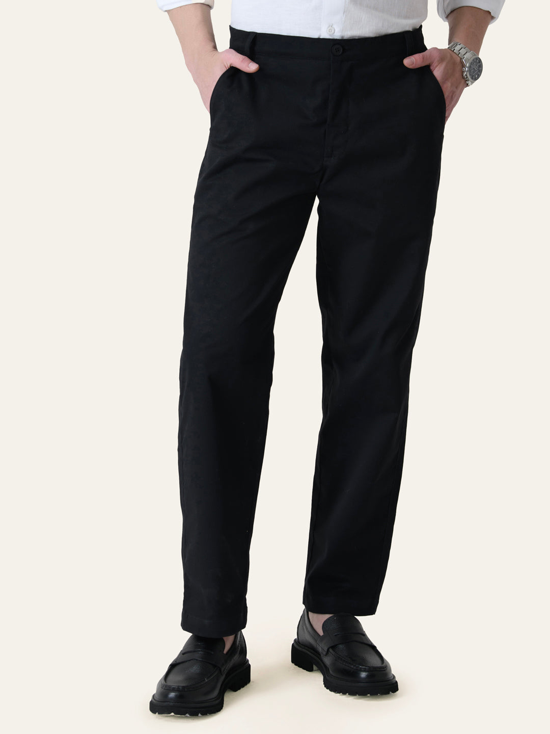 Black Solid Slim Fit Chinos