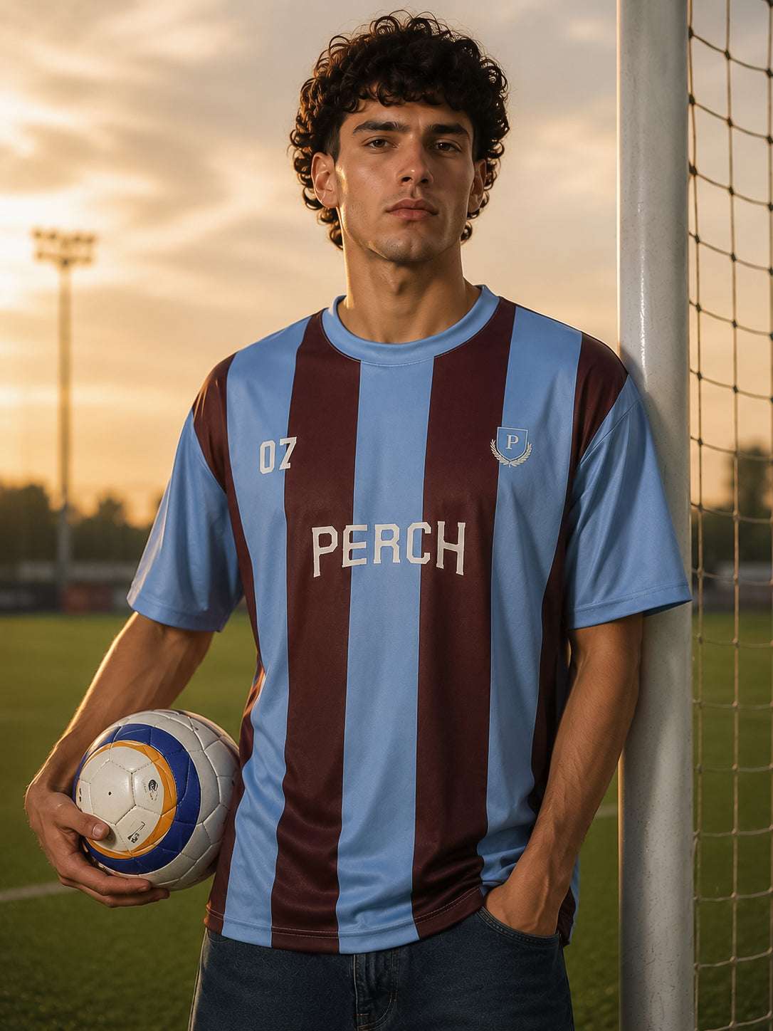 Blue and Brown Jersey Tshirt oversized Fit - Half Sleeve