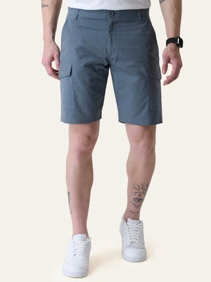 Twill Cotton Blue Solid Shorts