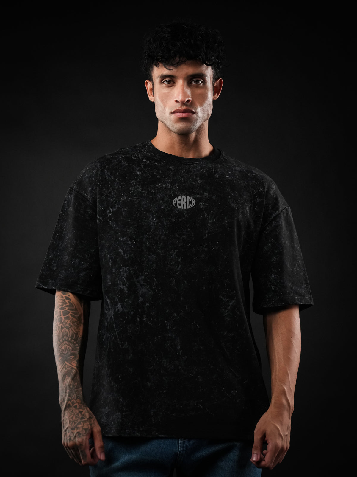 Black Acid Wash Oversized Tshirt