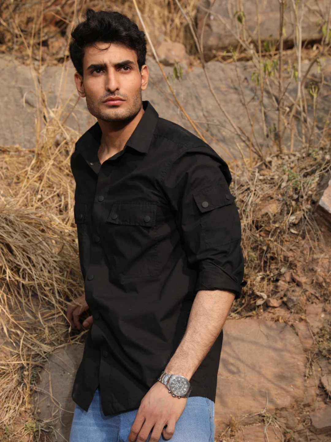 Black Utility Box Fit Shirt