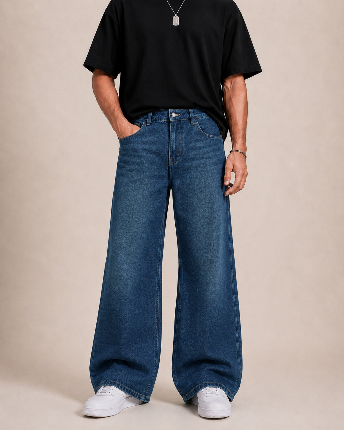 Teal Blue Washed Flared Jeans