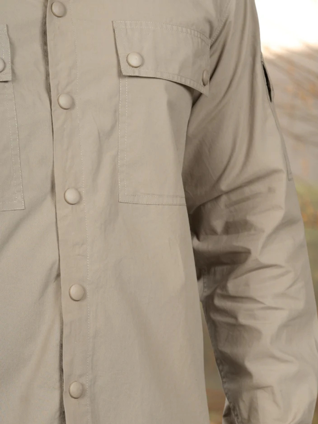 Beige Utility Box Fit Shirt