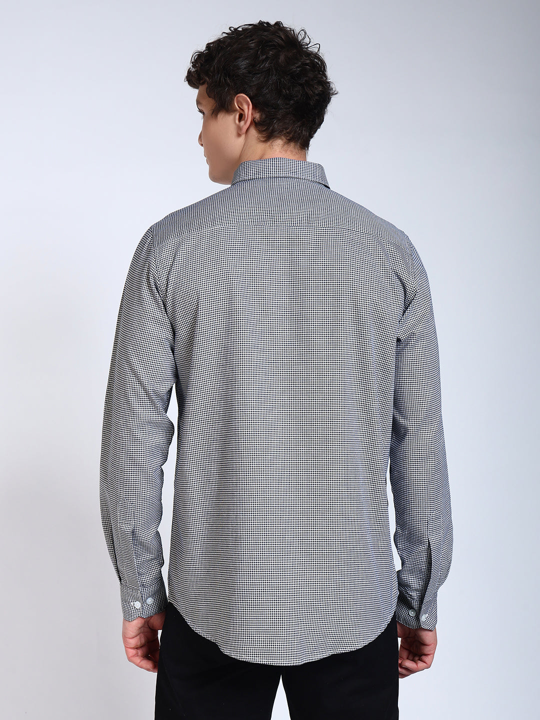 Blue Checked Slim Fit Cotton Shirt