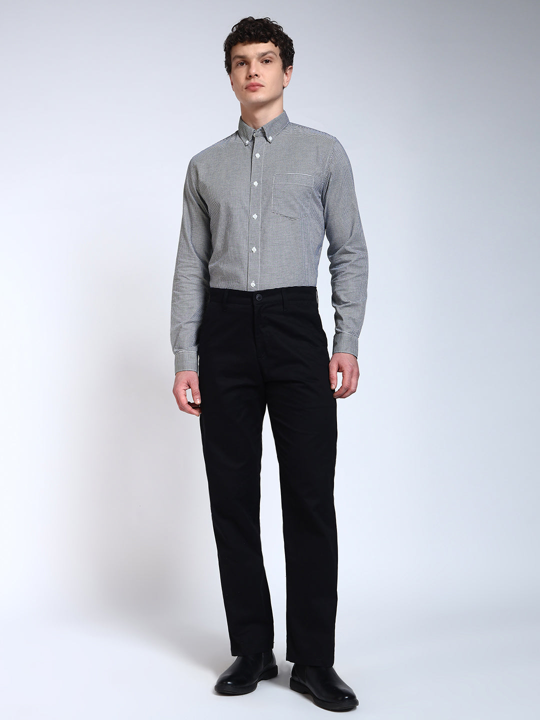 Blue Checked Slim Fit Cotton Shirt