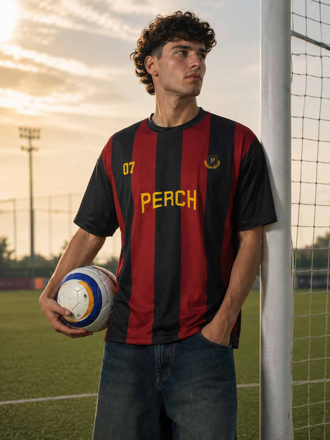 Red and Black Football Jersey Tshirt