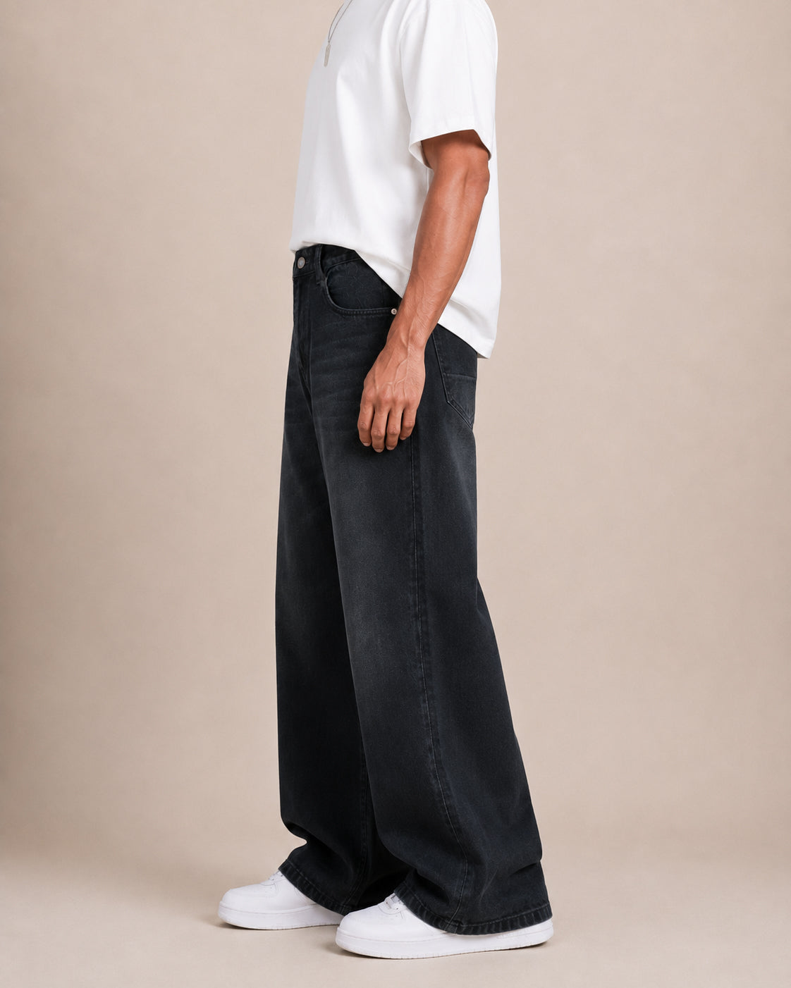 Black Washed Flared Jeans