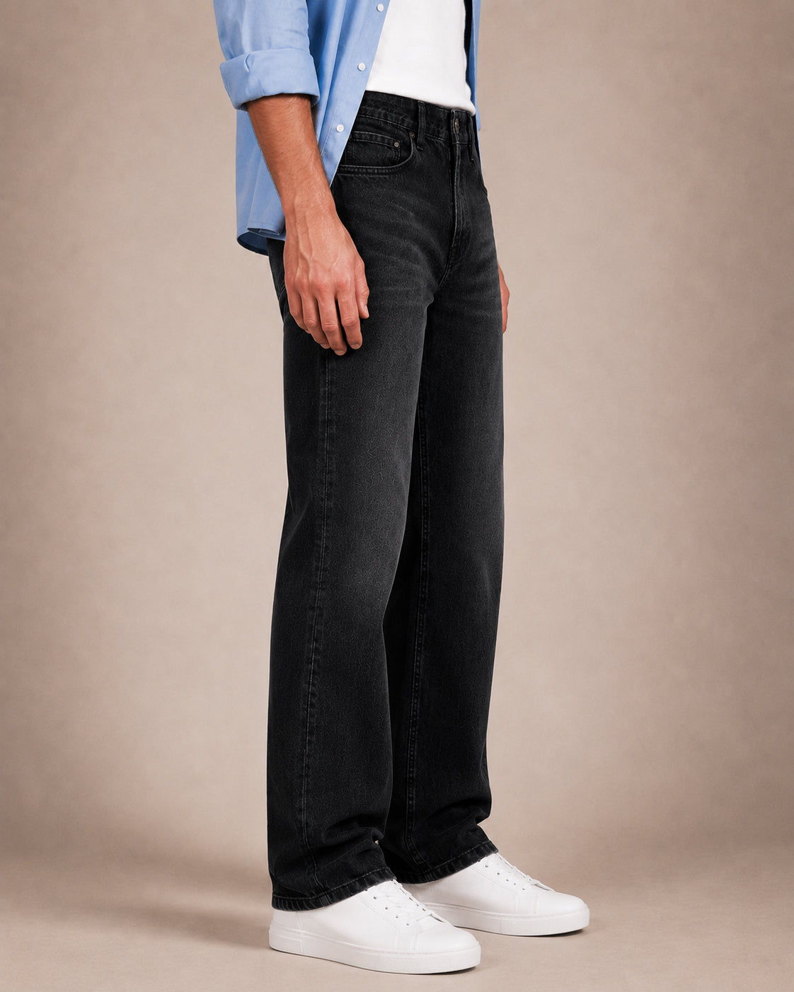 Black Washed Straight Fit Jeans