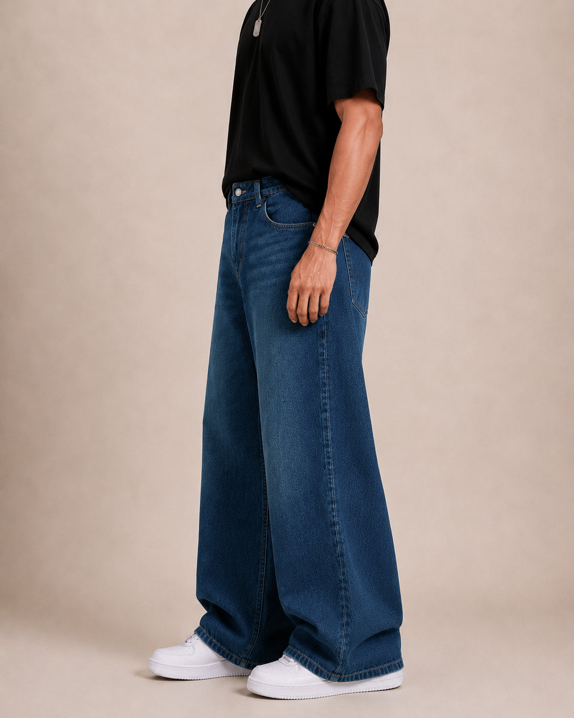 Teal Blue Washed Flared Jeans