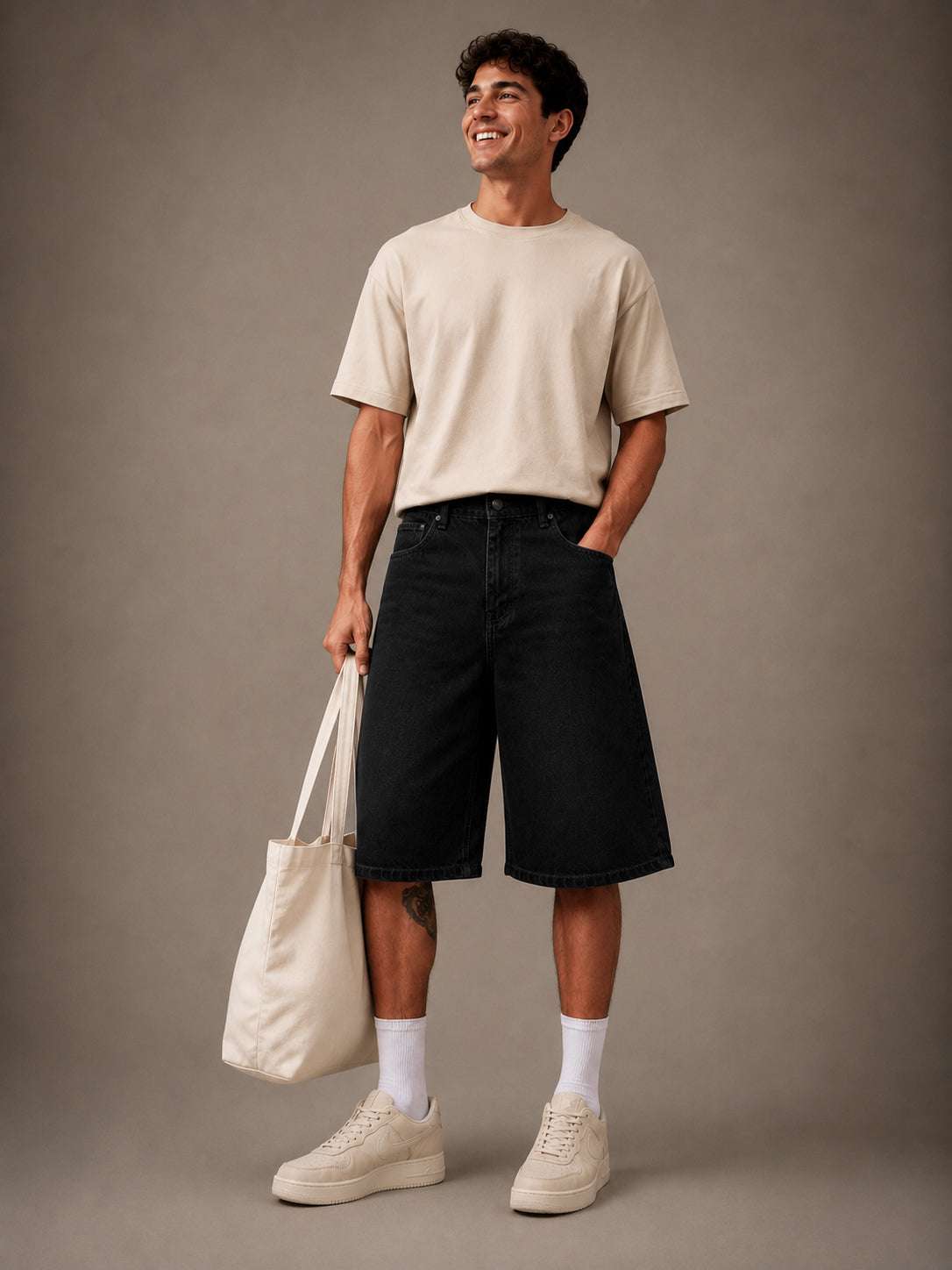 Black Washed Denim Jorts