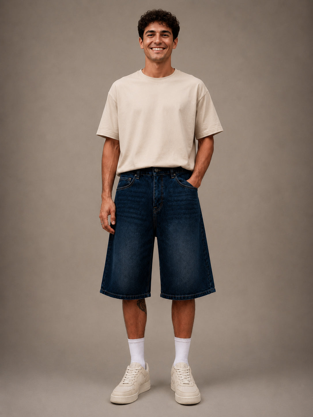 Teal Blue Washed Denim Jorts