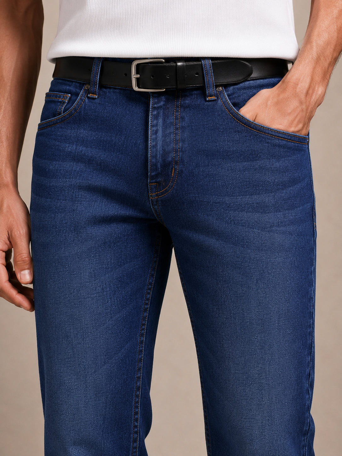 Dark Blue Washed Bootcut Jeans